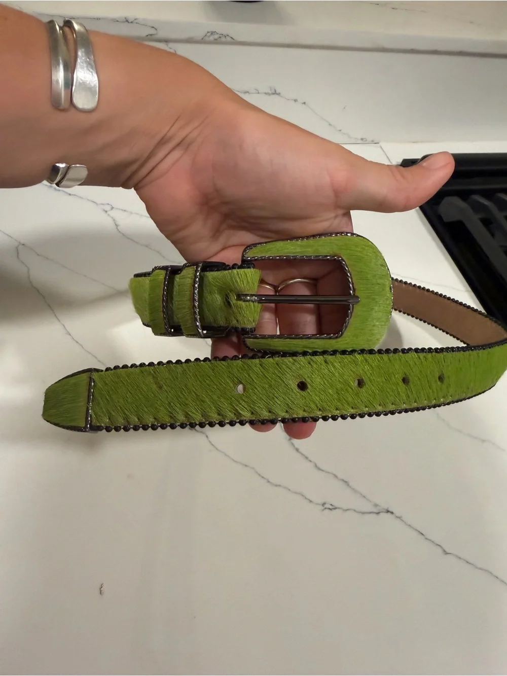 NWOT Vintage B.B. Simon hair on hide belt